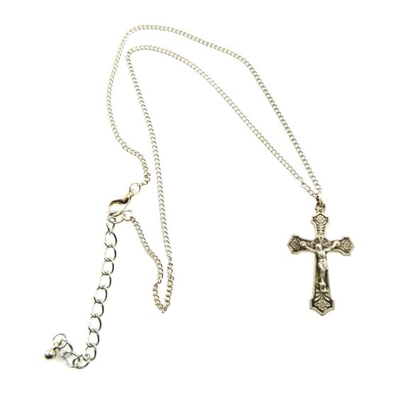 Rose Crucifix Cross Pendant on Chain Necklace - Picture 3 of 8